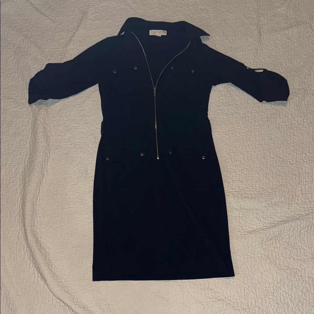 Michael Kors Black Long Sleeve Dress with Gold Zipper